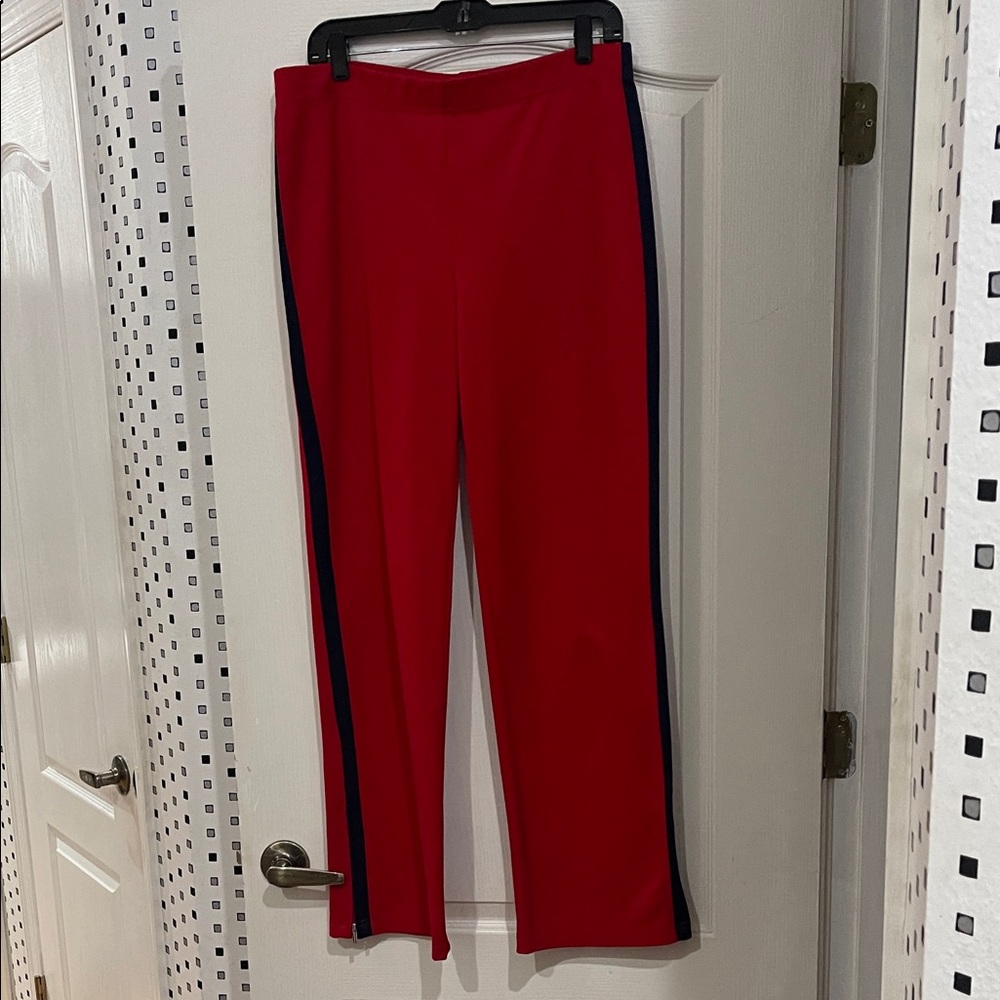 Red Women's Pants with Side Stripe